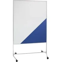 Moderationswand, mobil, Textilbezug / Whiteboard, BxH 1200 x 1500 mm, blau eurokraft basic