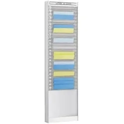 kaiserkraft Dokumentensortiertafel, 1 x 25 Fächer, DIN A4, Dokumentenlage vertikal, alusilber