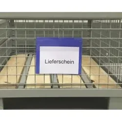 kaiserkraft Beschriftungstaschen mit Aufhängelochung, Querformat DIN A5, mit Schutzklappe, blau, VE 50 Stk, ab 2 VE