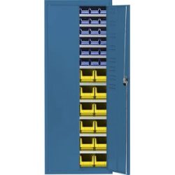 Magazinschrank mit Sichtlagerkästen, HxBxT 1740 x 680 x 280 mm, einfarbig, blau, 60 Kästen mauser