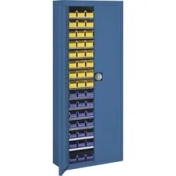 Magazinschrank mit Sichtlagerkästen, HxBxT 1740 x 680 x 280 mm, einfarbig, blau, 90 Kästen mauser