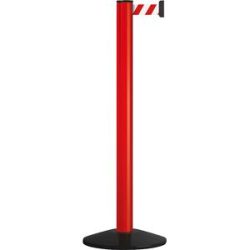 kaiserkraft Gurtpfosten aus Aluminium, Bandauszug 3700 mm, Pfostenfarbe Rot, 1 Gurtband