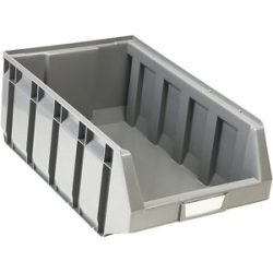 kaiserkraft Sichtlagerkasten aus Polyethylen, LxBxH 480 x 297 x 189 mm, grau, VE 12 Stk