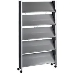 kaiserkraft Design-Prospektständer, für 20 x DIN A4, silber / schwarz
