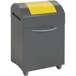 kaiserkraft Wertstoffsammler, flammverlöschend, BxT 380 x 320 mm, Volumen 45 l, Einwurf signalgelb