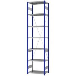 Steckregal, Bauart leicht, einseitig, HxBxT 3000 x 750 x 400 mm, blau/verzinkt, Grundregal eurokraft pro