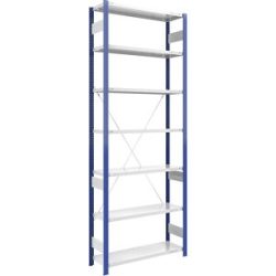 Steckregal, Bauart leicht, einseitig, HxBxT 3000 x 1000 x 400 mm, blau/grau, Grundregal eurokraft pro