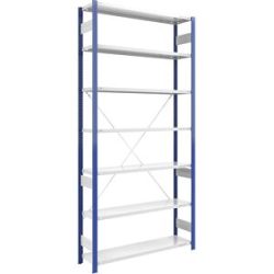 Steckregal, Bauart leicht, einseitig, HxBxT 3000 x 1300 x 400 mm, blau/grau, Grundregal eurokraft pro