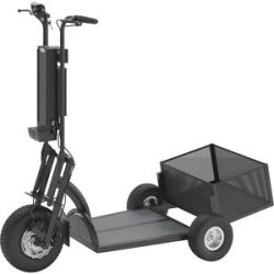 kaiserkraft Elektro Transportroller PRO, 800 W, 3 Räder, mit Korb hinten, schwarz