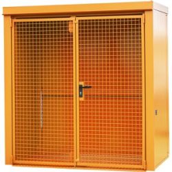 Gasflaschencontainer, feuerbeständig, für 28 Flaschen mit Ø 230 mm, orange eurokraft pro