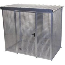Gasflaschen-Gittercontainer, mit Dach und Einflügeltor, BxT 2400 x 1500 mm eurokraft pro