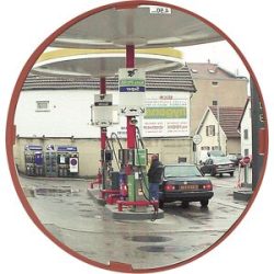Mehrzweckspiegel 2 Richtungen, rund, Ø 600 mm, Rahmen rot, Polymir® Vialux