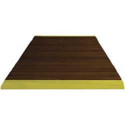 Holzlaufrost Yoga dunkel gebeizt, pro lfd. m, mit Anschrägung, inkl. gelber Auffahrkanten, Breite 1000 mm Miltex