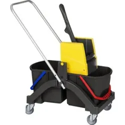 Nasswischwagen AQUVA, mit Deichsel, 2 x 17-l-Eimer Vermop