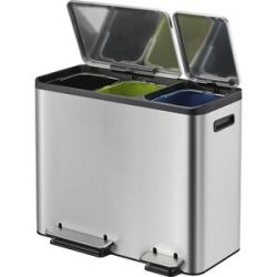 Tretabfallsammler, Volumen 3 x 15 l, BxHxT 605 x 492 x 321 mm, Edelstahl, 3fach-Sammler EKO