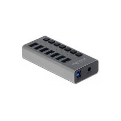 DeLock - 63669 Schnittstellen-Hub USB 3.2 Gen 1 (3.1 Gen 1) Type-B 5000 Mbit/s Grau