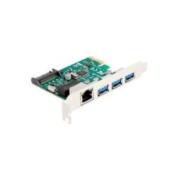Delock PCI Express x1 Karte zu 3 x USB 5 Gbps Typ-A Buchse + 1 x Gigabit LAN, Controller