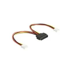 Delock Strom-Adapterkabel SATA 15 Pin Stecker > 2x Floppy 4 Pin Buchse