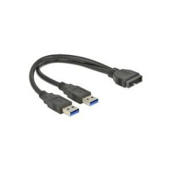 Delock USB 3.2 Gen 1 Adapter, USB Pfostenstecker > 2x USB-A Stecker