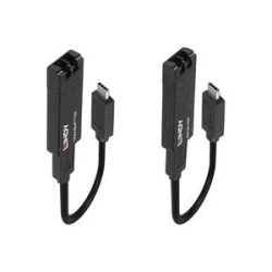 LINDY USB-Verlängerung über Glasfaserkabel USB 3.2 Gen2 USB-C® Stecker, LC-Duplex Buchse Schwarz 43312
