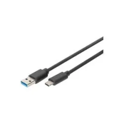 Digitus USB-Kabel USB 3.2 Gen1 USB-C® Stecker, USB-A Stecker 1.00 m Schwarz Rund, doppelt geschirmt DB-300136-010-S