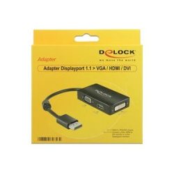 DeLock - Adapter Displayport zu VGA HDMI DVI Passiv, Schwarz, One Size