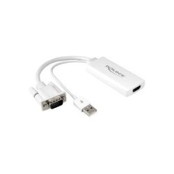 Delock 62460 VGA / USB / HDMI Adapter [1x VGA-Stecker, USB 2.0 Stecker A - 1x HDMI-Buchse] Weiß 25.00 cm