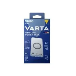 Varta 57913 Powerbank 10000 mAh Qi Wireless Charging, QC 3.0, USB PD LiPo Weiß Statusanzeige