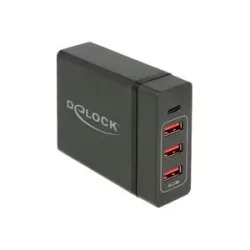 Delock 63974 USB Ladegerät 60 W USB-C®, USB-A USB PD Schwarz Steckdose USB Power Delivery (USB-PD), Überstromschutz