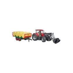 Bruder Case IH Optum 300CVX mit Frontlader und Ballentransportanhänger, Modellfahrzeug