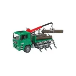 Bruder MAN Holztransport-LKW mit Ladekran und 3 Baumstämmen, Modellfahrzeug