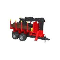 bruder ® Rückeanhänger mit Ladekran, 4 Baumstämmen und Holzgreifer 02252