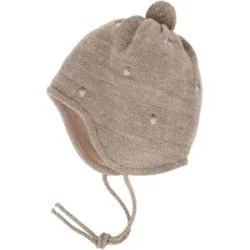 Winter-Strickmütze mit Bommel Eichel-Stickereien