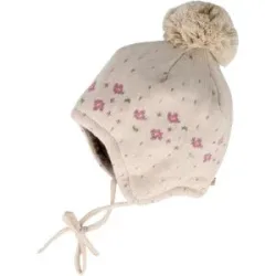Winter-Strickmütze mit Bommel Blumen