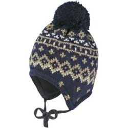 Norweger-Strickmütze Jacquard mit Bommel