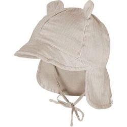 Musselin-Schirmmütze mit Nacken- und UV-Schutz und Ohren