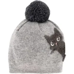 Winter-Strickmütze mit Bommel Katze
