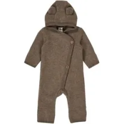 Wollfleece-Overall mit Klappfuß und Kapuze mit Ohren