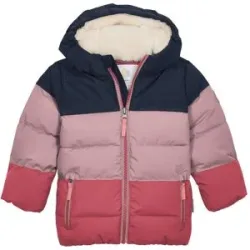 Steppjacke mit Kapuze und Plüschfutter Colorblock
