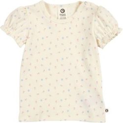T-Shirt mit Puffärmel Blumen Rippqualität