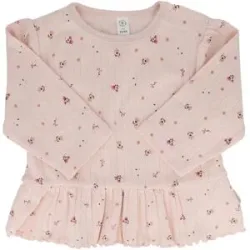 Shirt langarm Blumen Rüschen Rippqualität