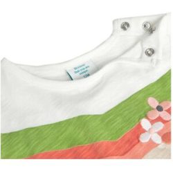 BOBOLI T-Shirt kurzarm Blumenstickerei natur