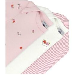 Petit Bateau 3er-Pack Bodys kurzarm Ringel Erdbeeren rosa   natur