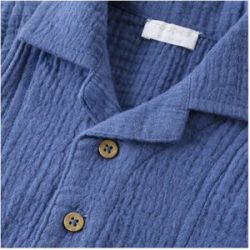 Noppies Musselin-Hemd kurzarm mit Tasche blau