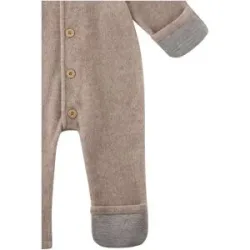 Sanetta Wollfleece-Overall mit Kapuze und Klappbündchen beige melange
