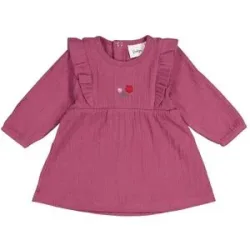 Kleid langarm Blumen Rüschen Rippqualität