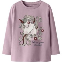 Shirt langarm Einhorn Blumen