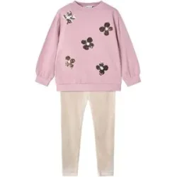 Mayoral 2-tlg. Set Sweatshirt und Samt-Leggings Wendepailletten-Blumen rosa