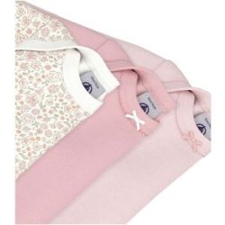 Petit Bateau 3er-Pack Bodys langarm Blumen rosa   mehrfarbig