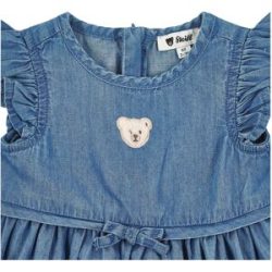 Steiff Jeans-Kleid kurzarm Bär Rüschen denim